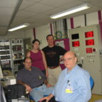 Prof. Pravica doing x-ray experiments at the ESRF with students and colleague.