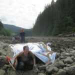 Sampling for OSL dating ancient indigenous clam gardens, Quadra Island, BC